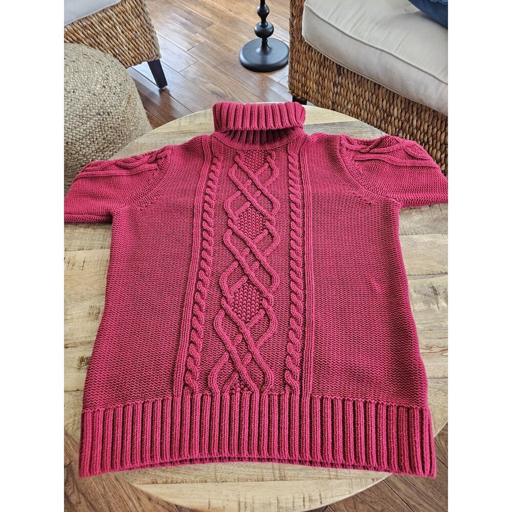 Eddie Bauer Pink Cable Knit Turtleneck Sweater - Picture 7 of 7